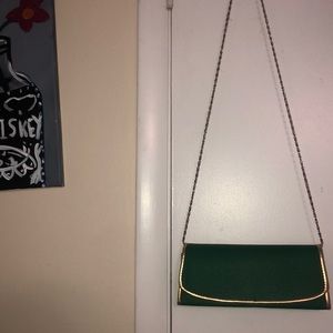 Green and gold crossbody purse